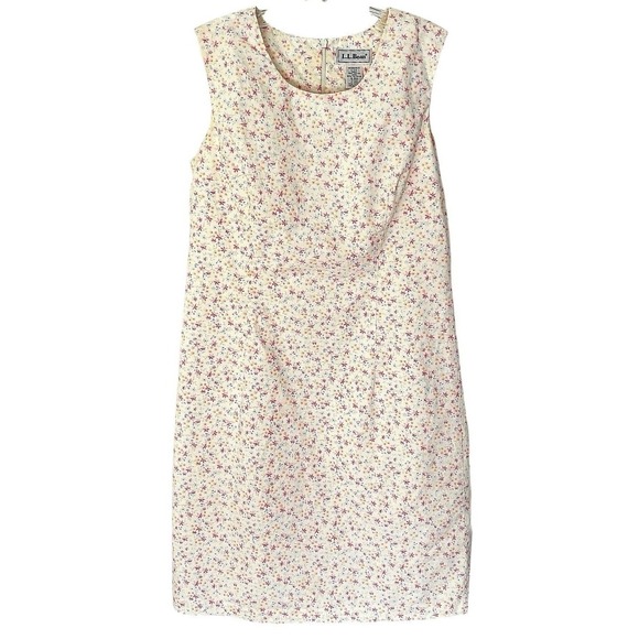 L.L. Bean Dresses & Skirts - L.L.Bean Floral Cotton Sheath Dress Women 8 Lined Sleeveless Prairie Cottagecore